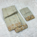 karadana work designer saree_ligtht gray