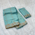 karadana work designer saree_sky blue