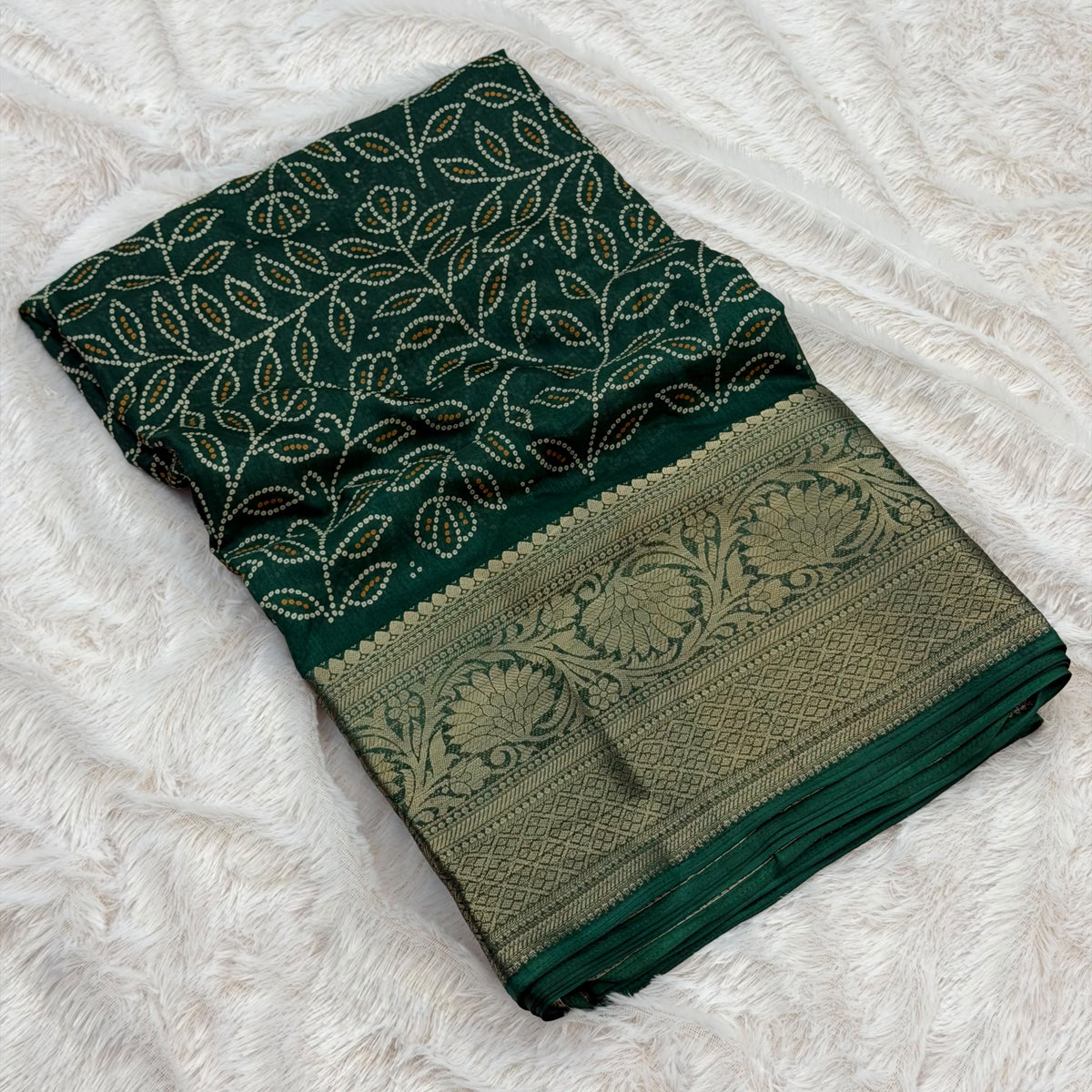 🌸 Cotton Viscose Banarasi Saree –  Green