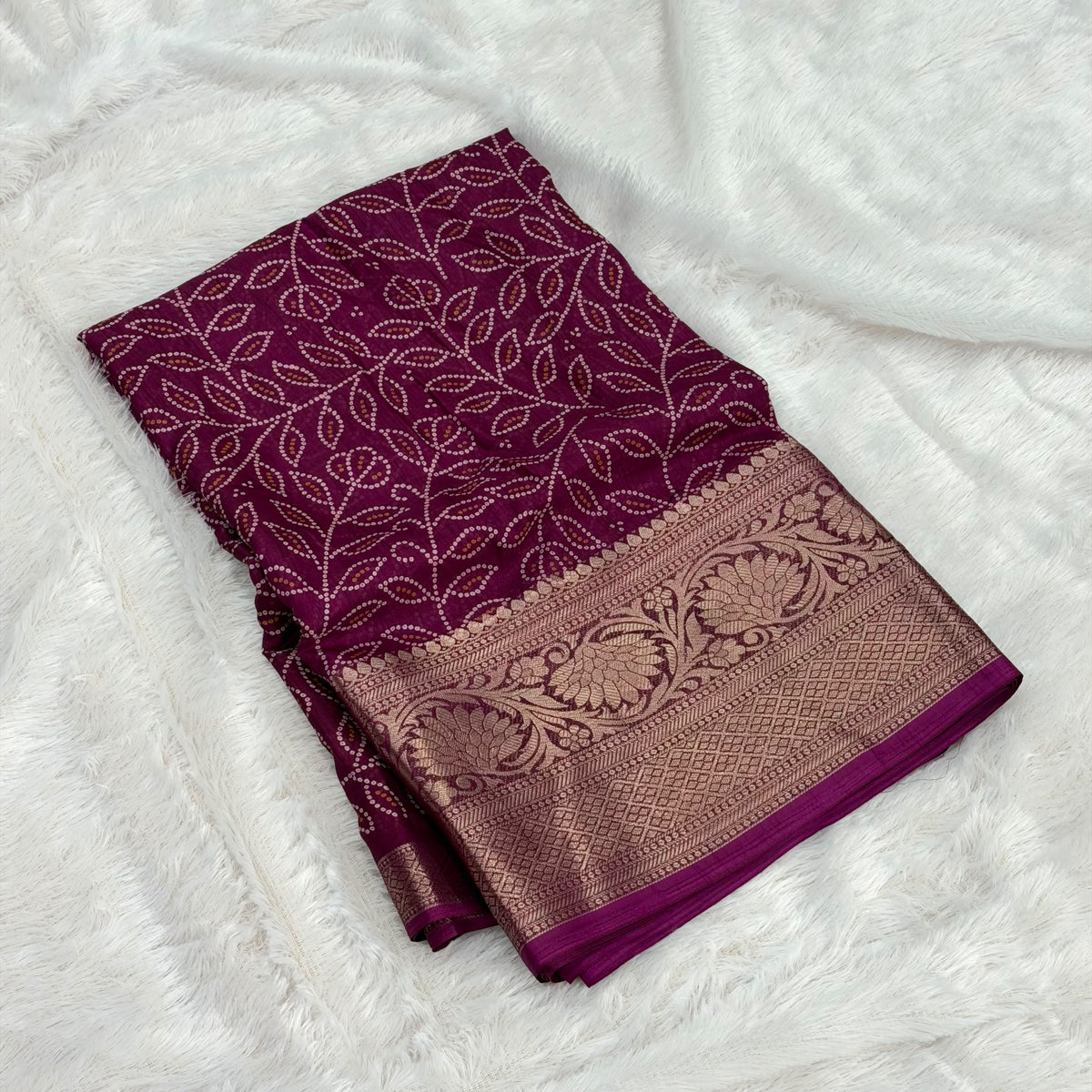 🌸 Cotton Viscose Banarasi Saree –  Wine