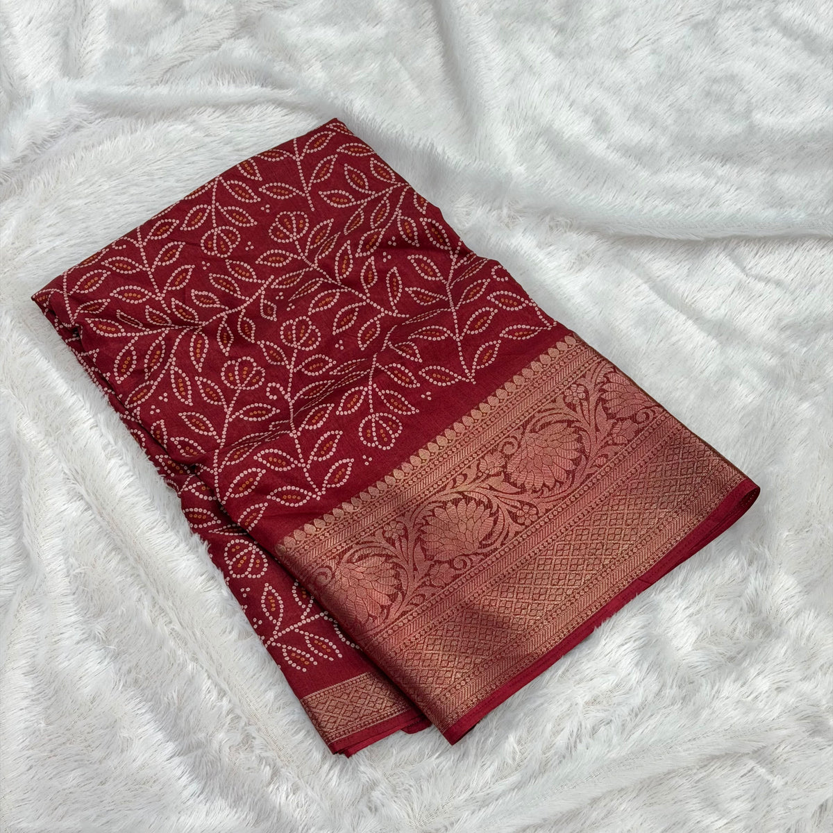 🌸 Cotton Viscose Banarasi Saree –  Marron