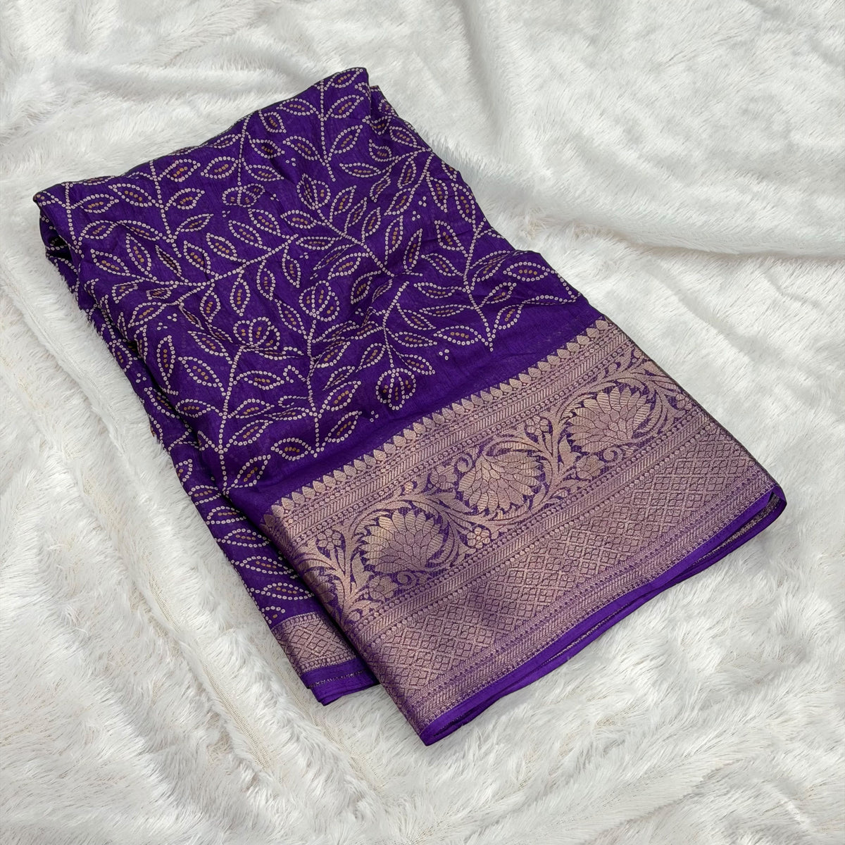 🌸 Cotton Viscose Banarasi Saree –  Purple