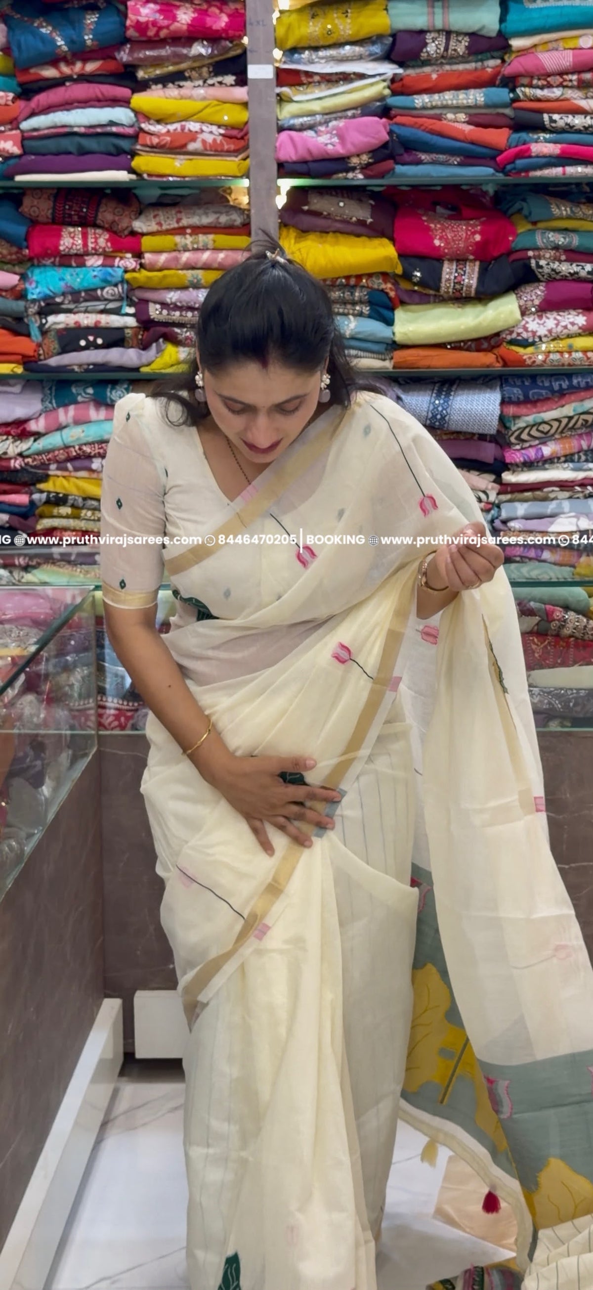 Cotton Silk Mix Thread Work_ off white