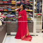 Rich Golden Boarder Saree - Red