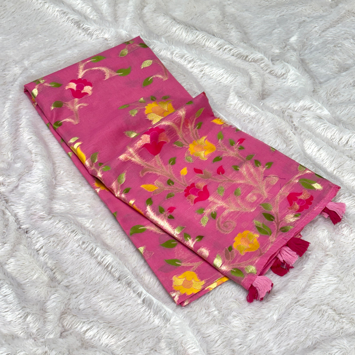 Tussar Cotton Saree - Pink
