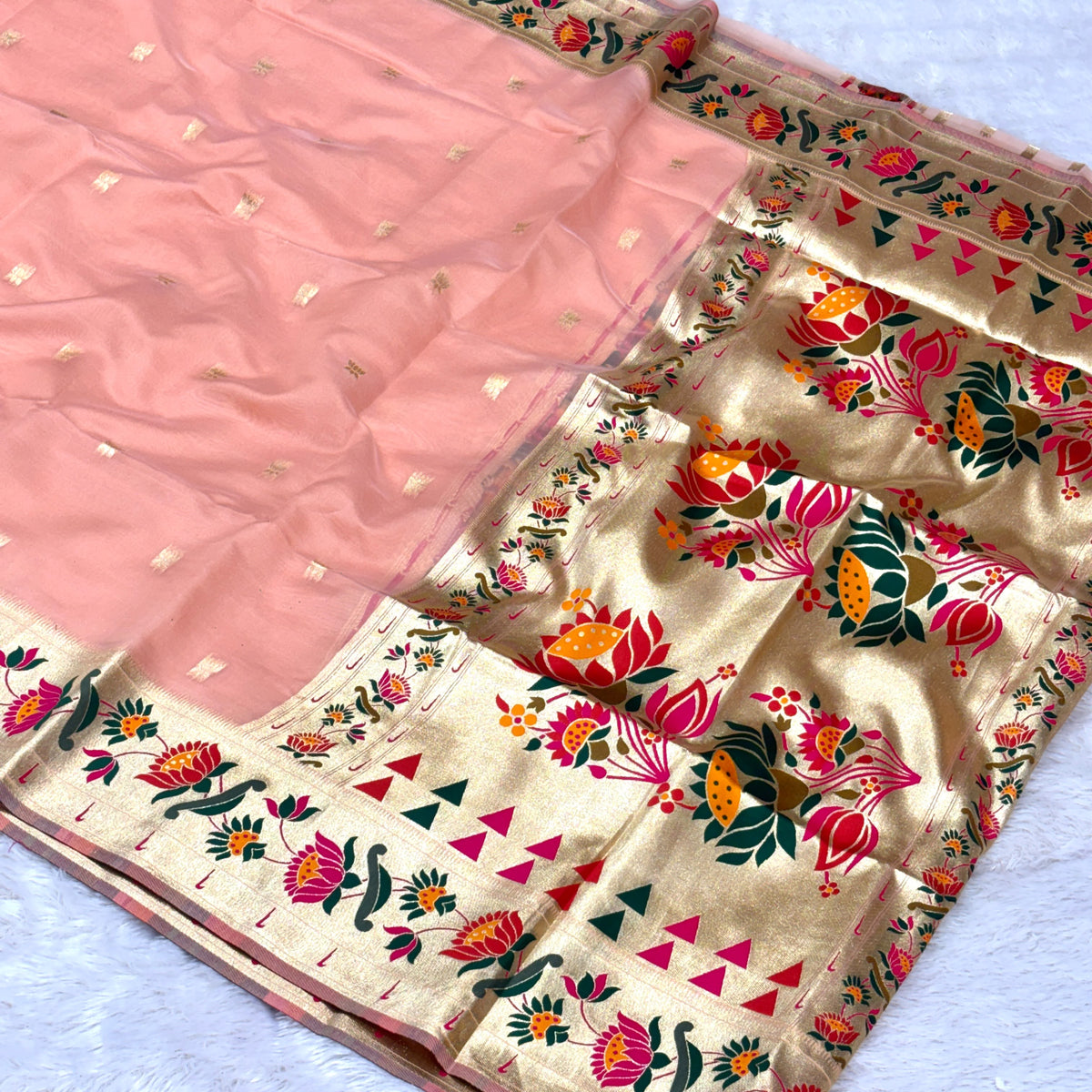 Lotus Boarder Bamboo Organza Saree -  Aboli