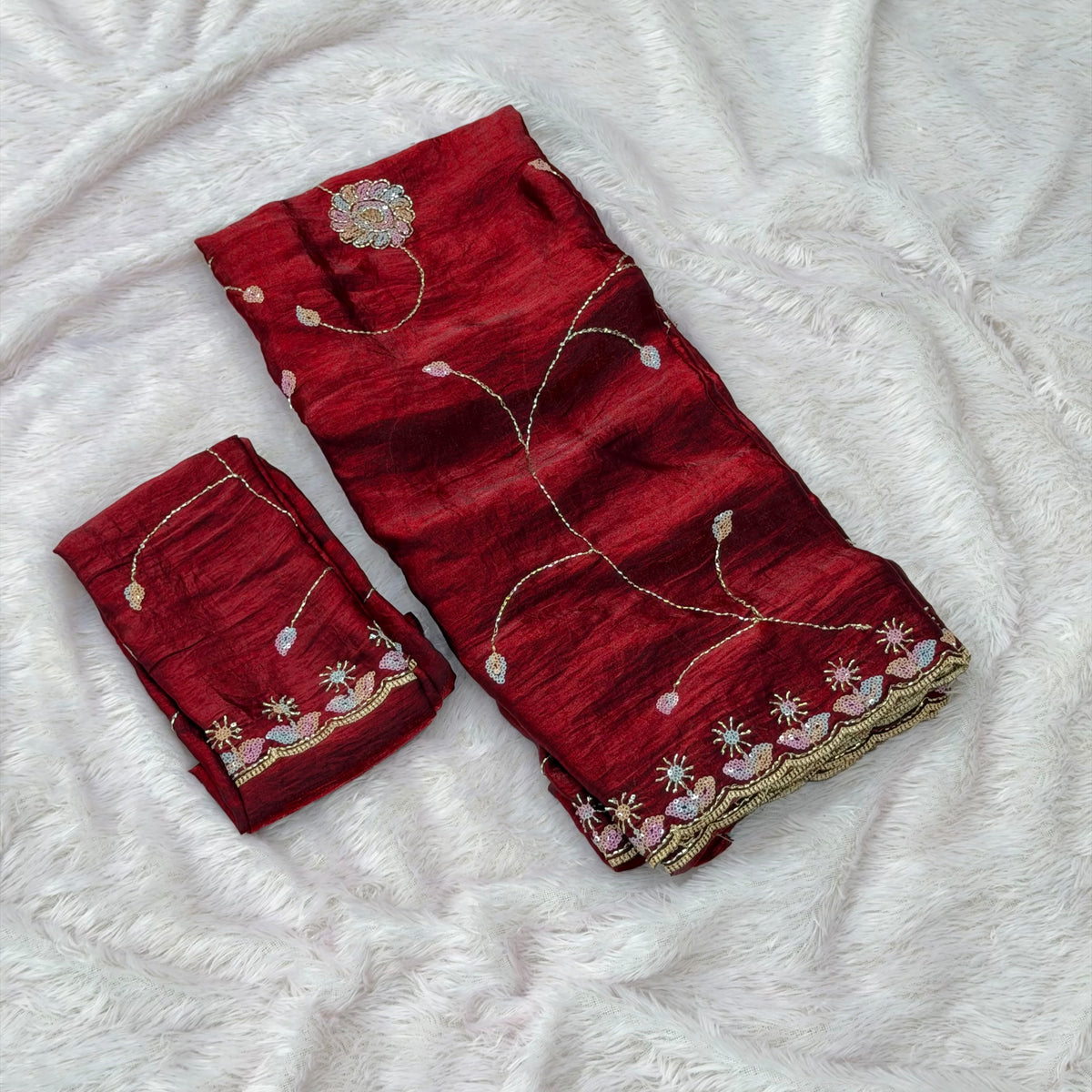 Aliya Designer Saree - Red