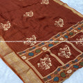 Designer Checks Jute Saree – Coffee