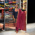 Stylish chanderi Dress Set - Blue Shade