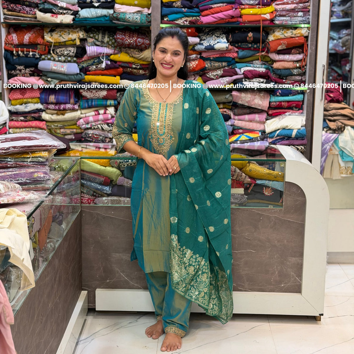 Shrisha Dress Set - Blue - Green