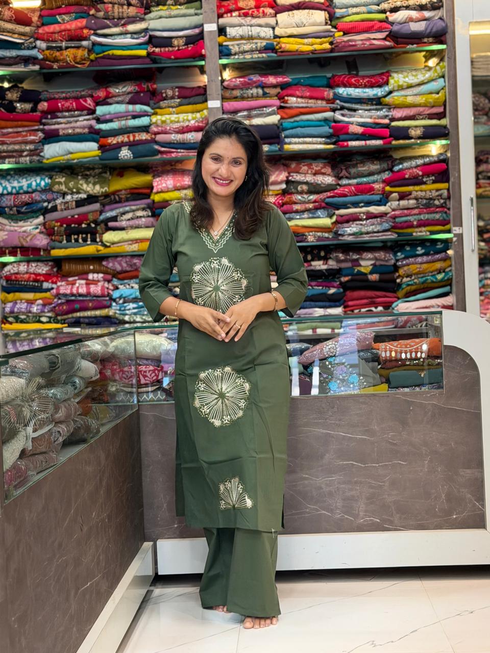 cord set Dabu cotton_ Green