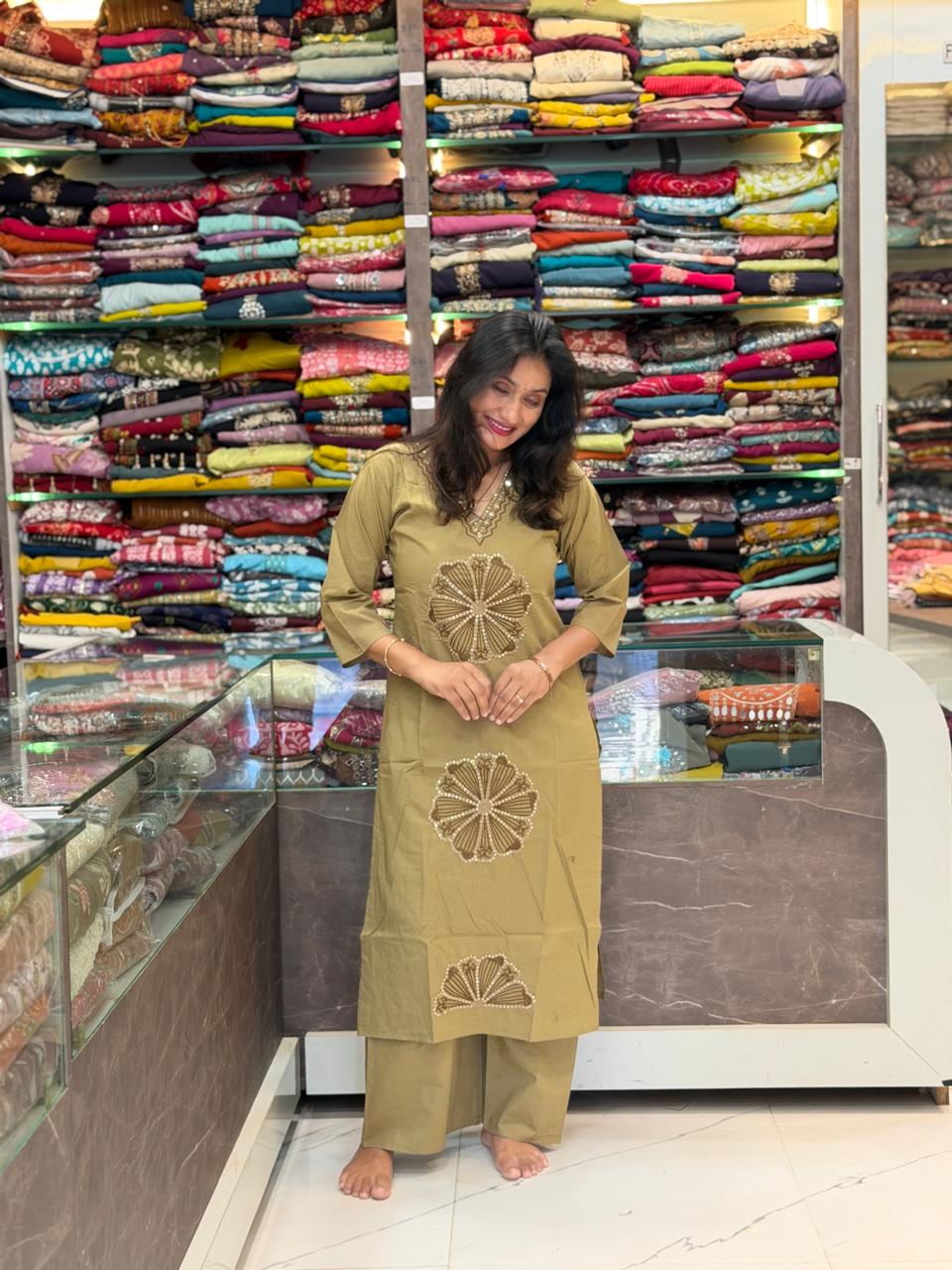 cord set dabu cotton_ Khaki