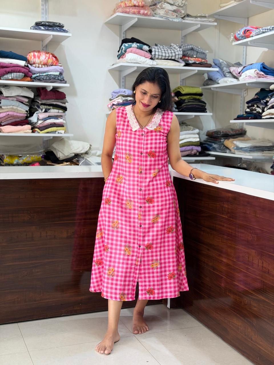 cotton mix midi dress