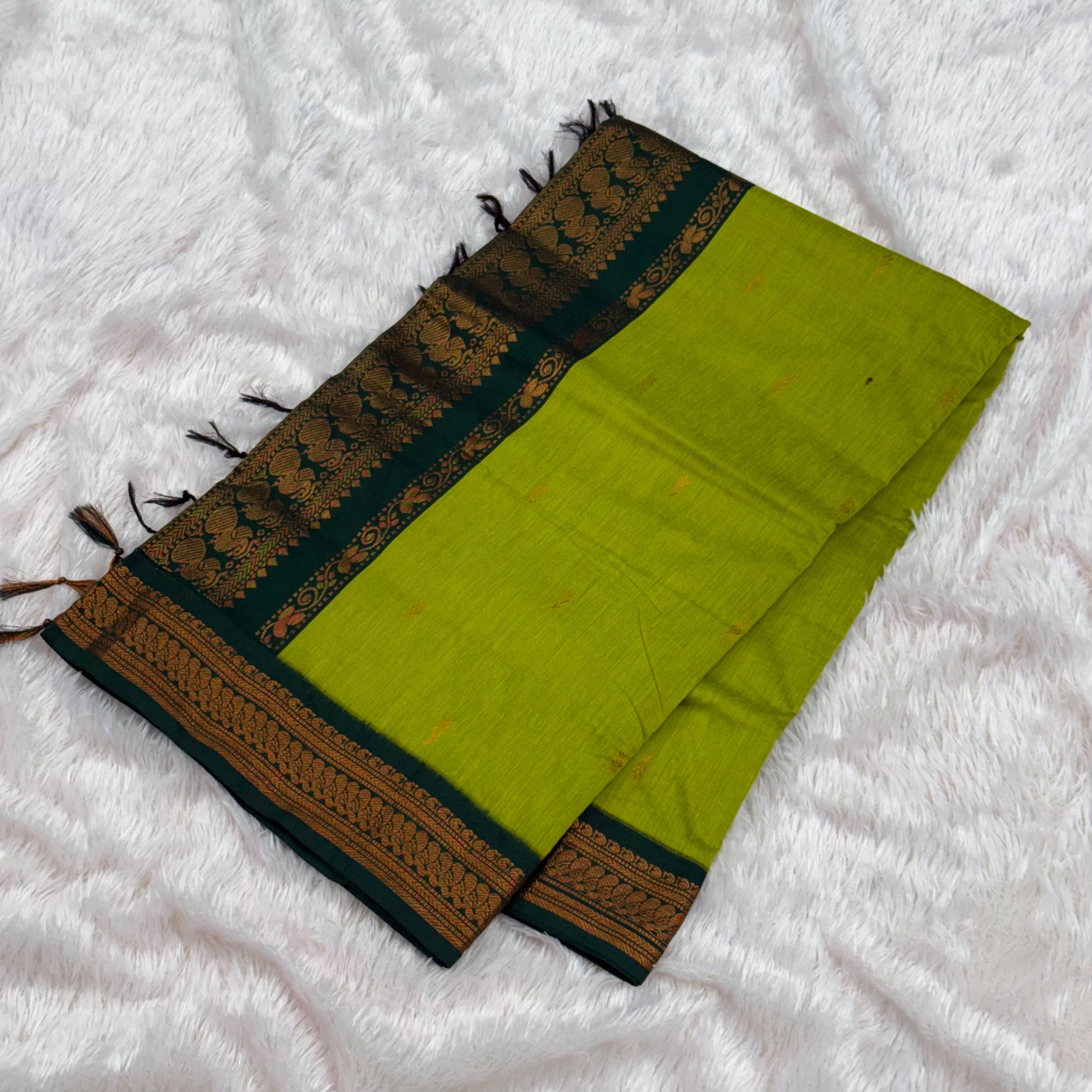 Cotton Silk Blended Gadwal_perrot with Green border
