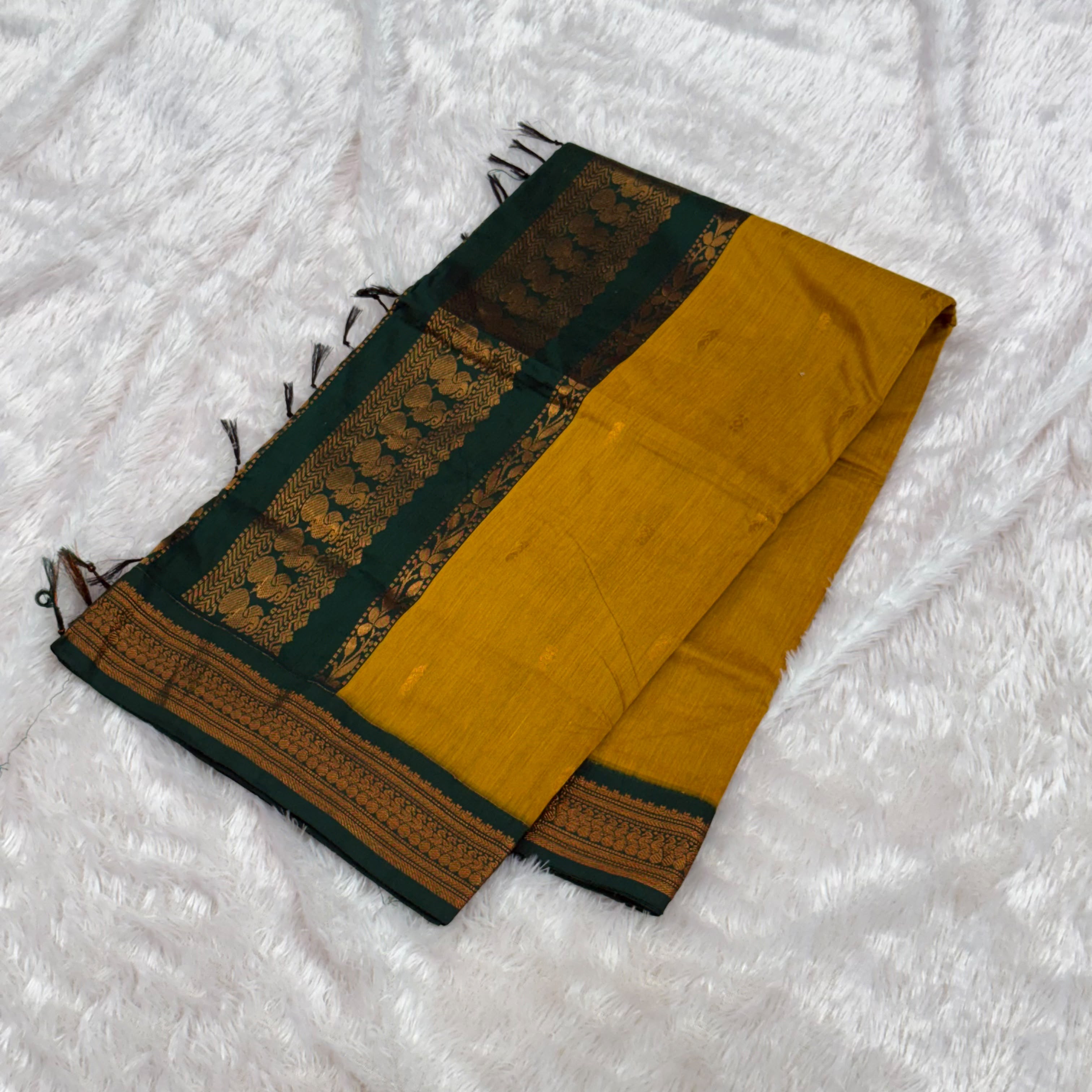 Cotton Silk Blended Gadwal_yellow with Green