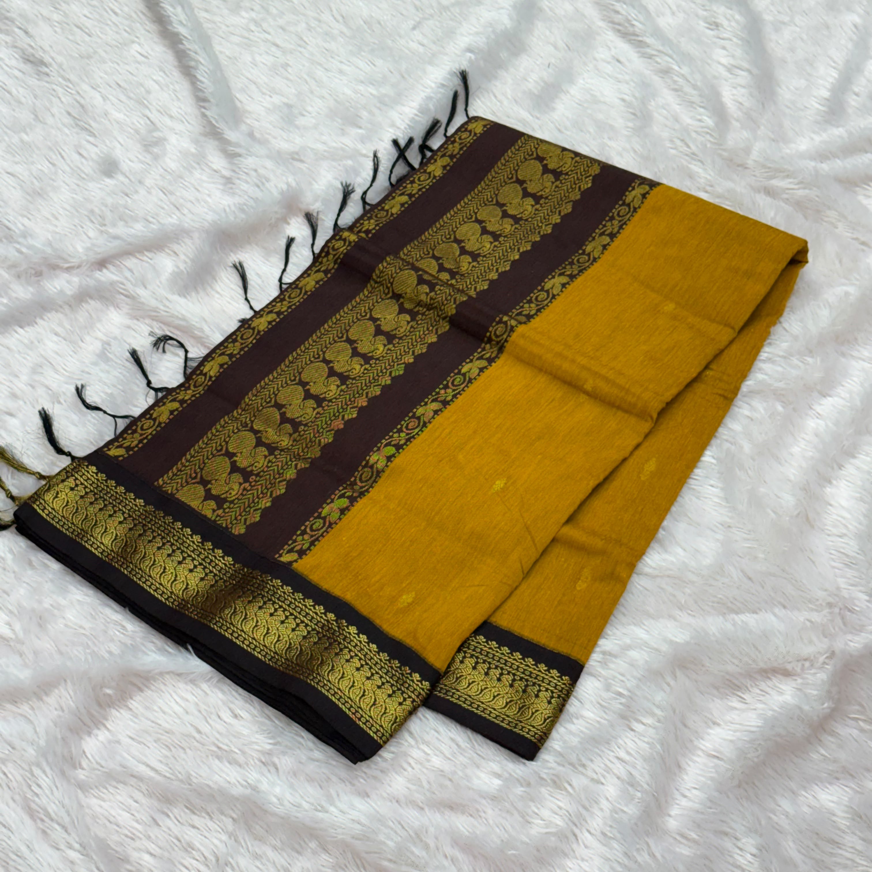 Cotton Silk Blended Gadwal_Yellow with Coffee