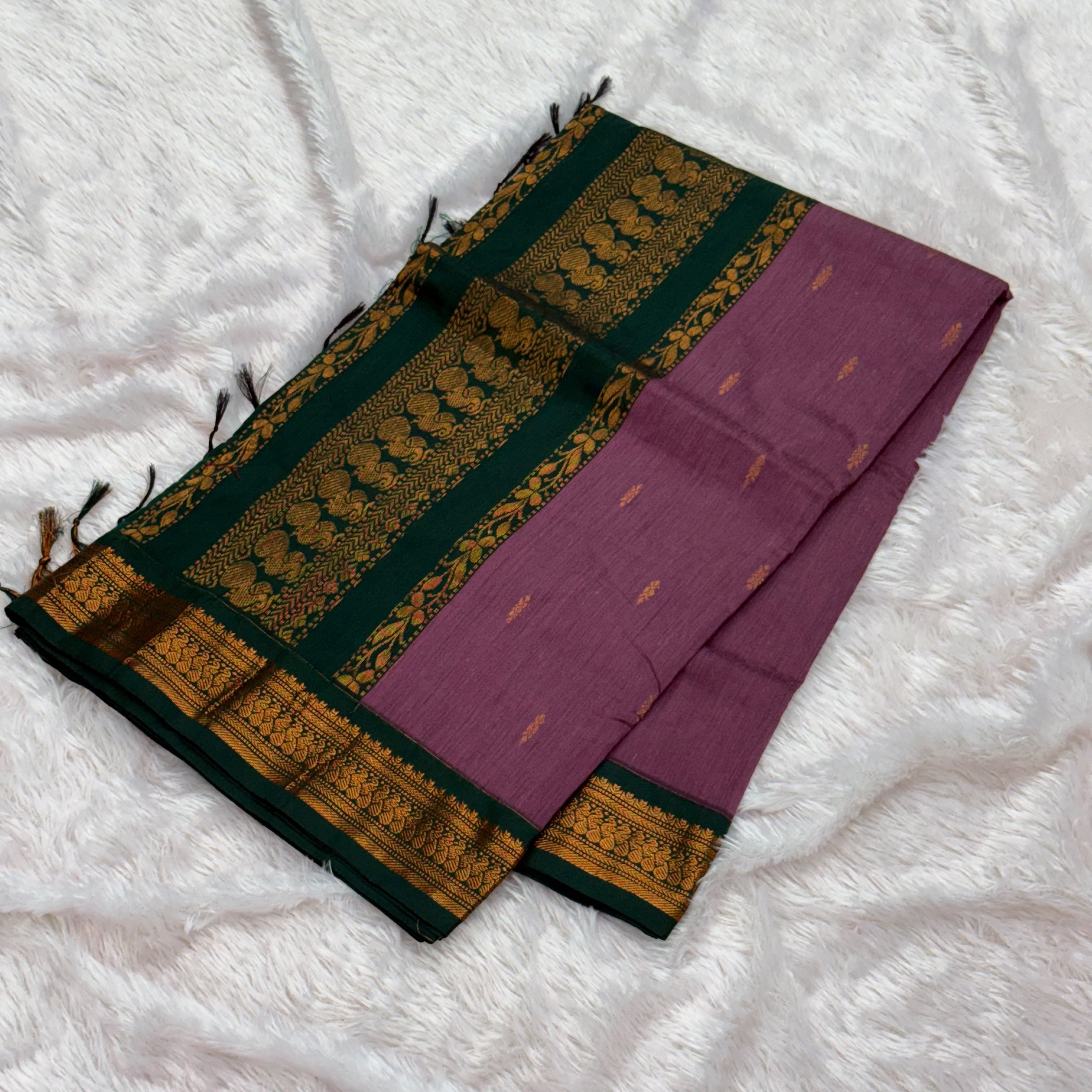 Cotton Silk Blended Gadwal_Pink with Green