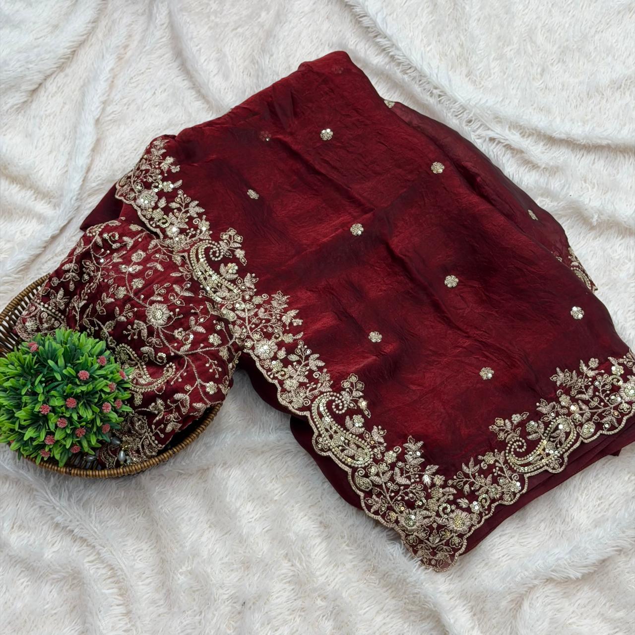 Designer Saree -  Maroon