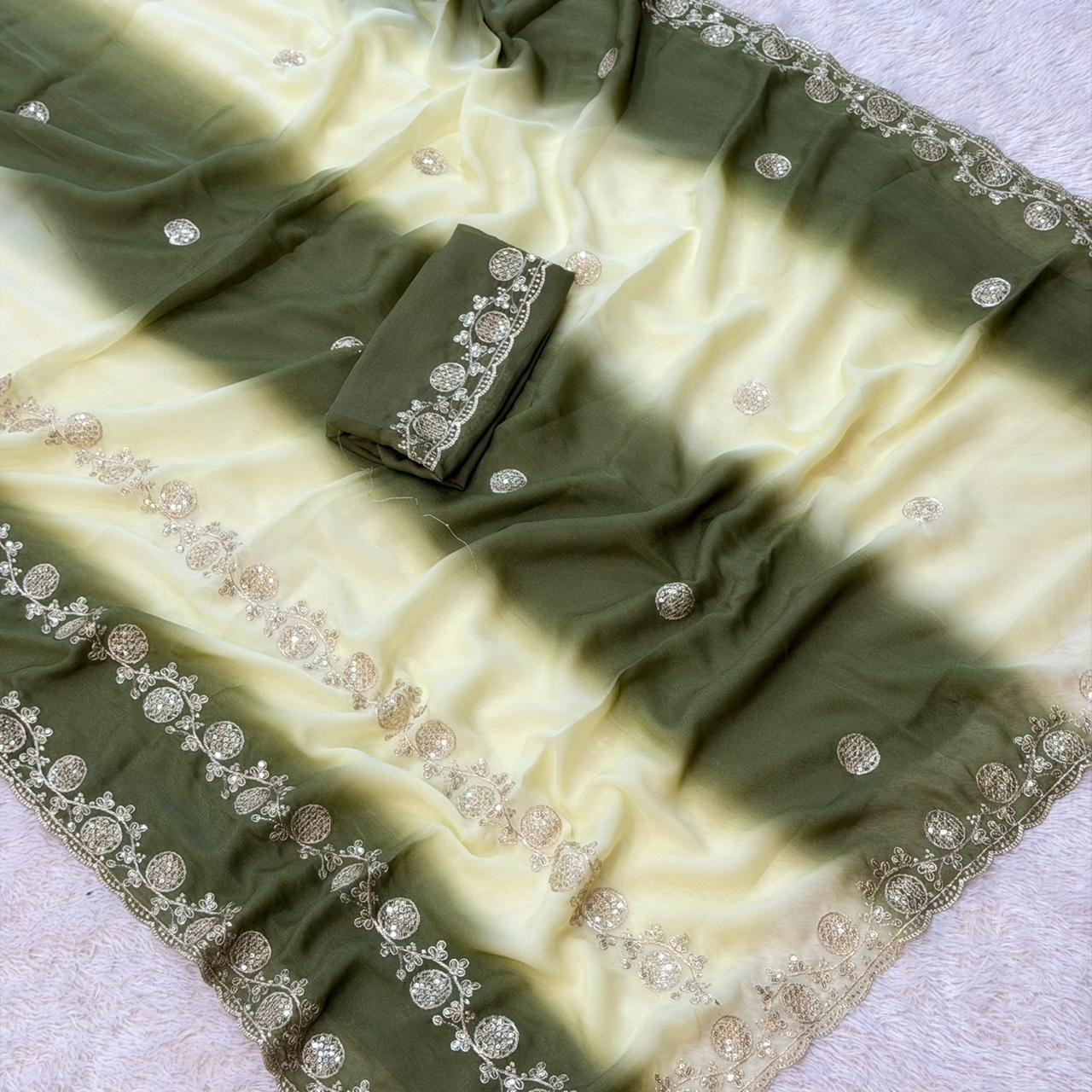 Pranjali  Star Georgette Saree -  green