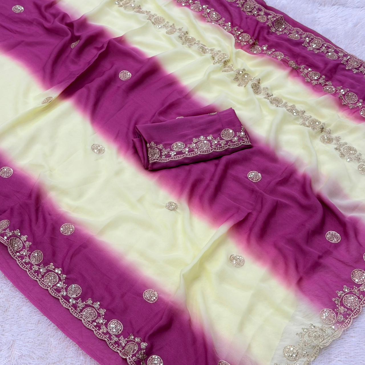 Pranjali  Star Georgette Saree -   Pink