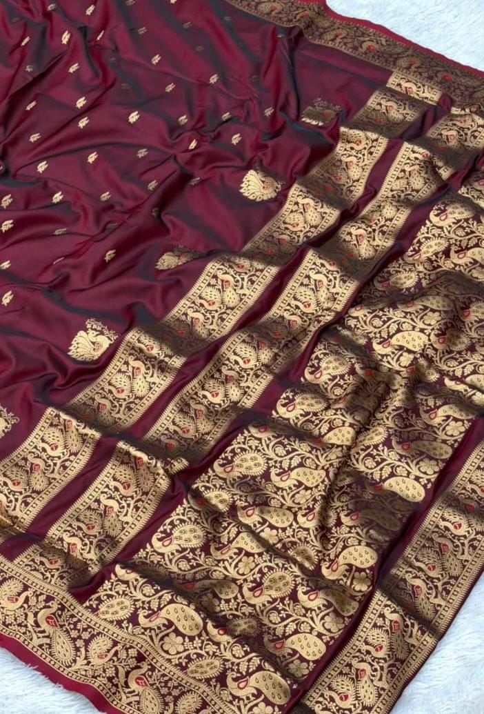 Silk Peshwai Saree -  Marron