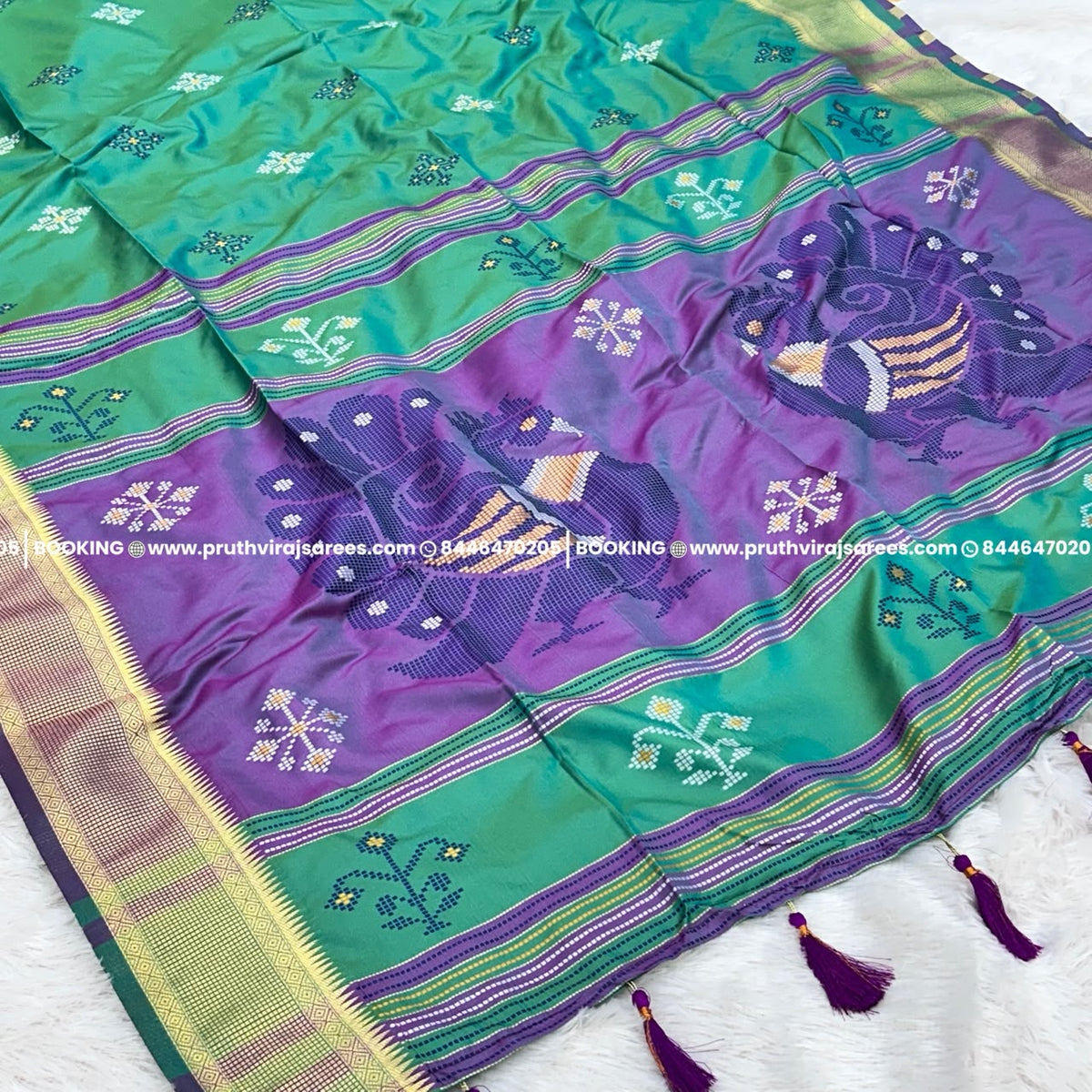 Patola Paithani Saree_Rama with purple