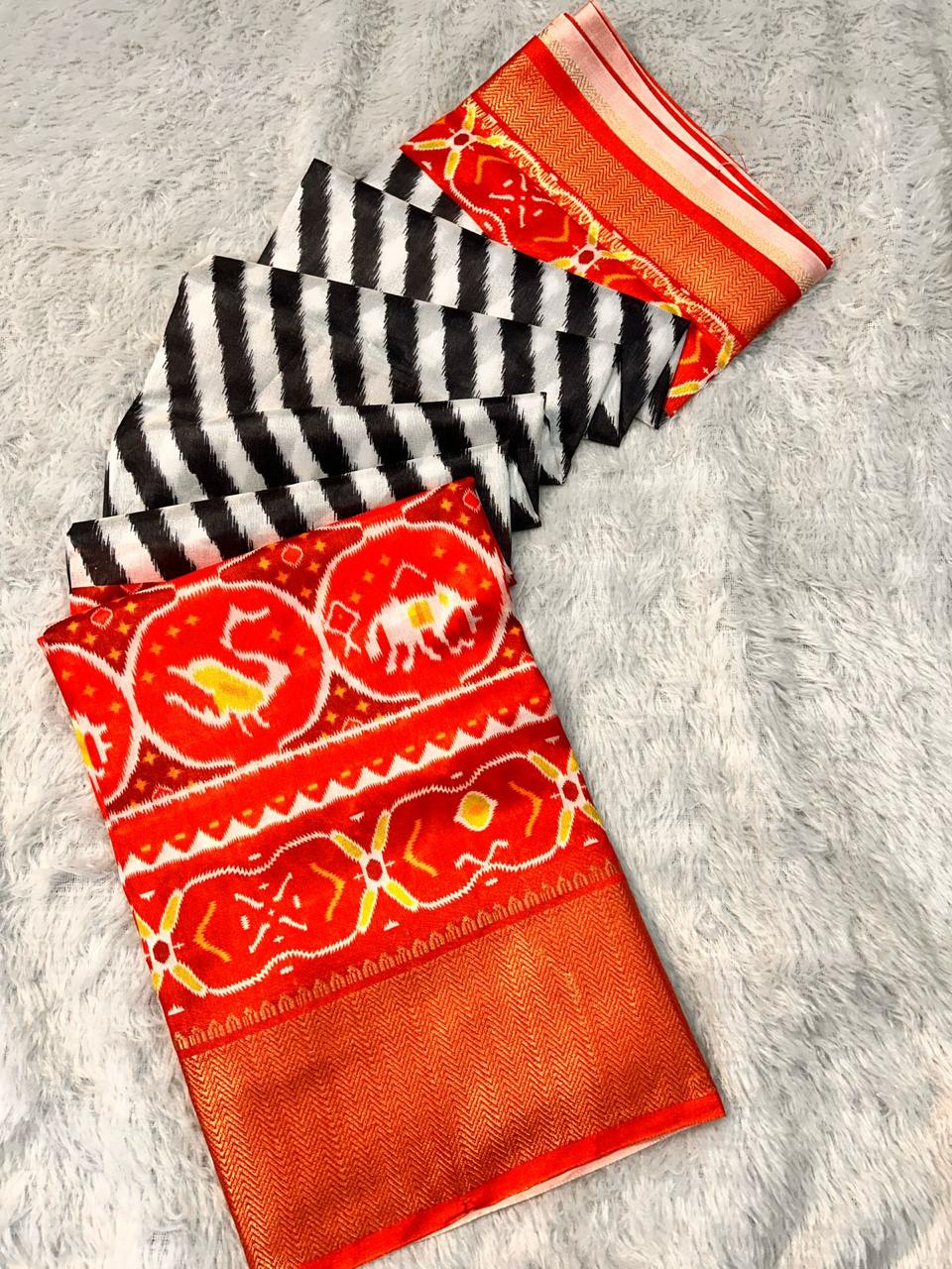 Patola Malai Print Silk Sarees