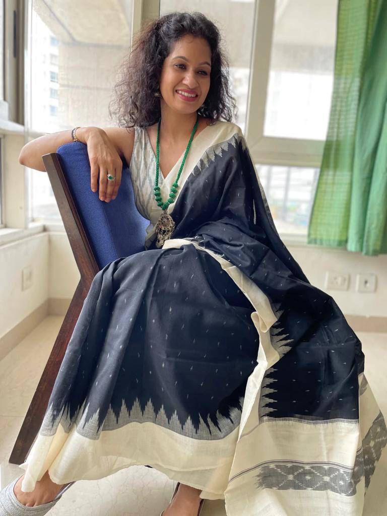 Cotton Saree: Navy Blue