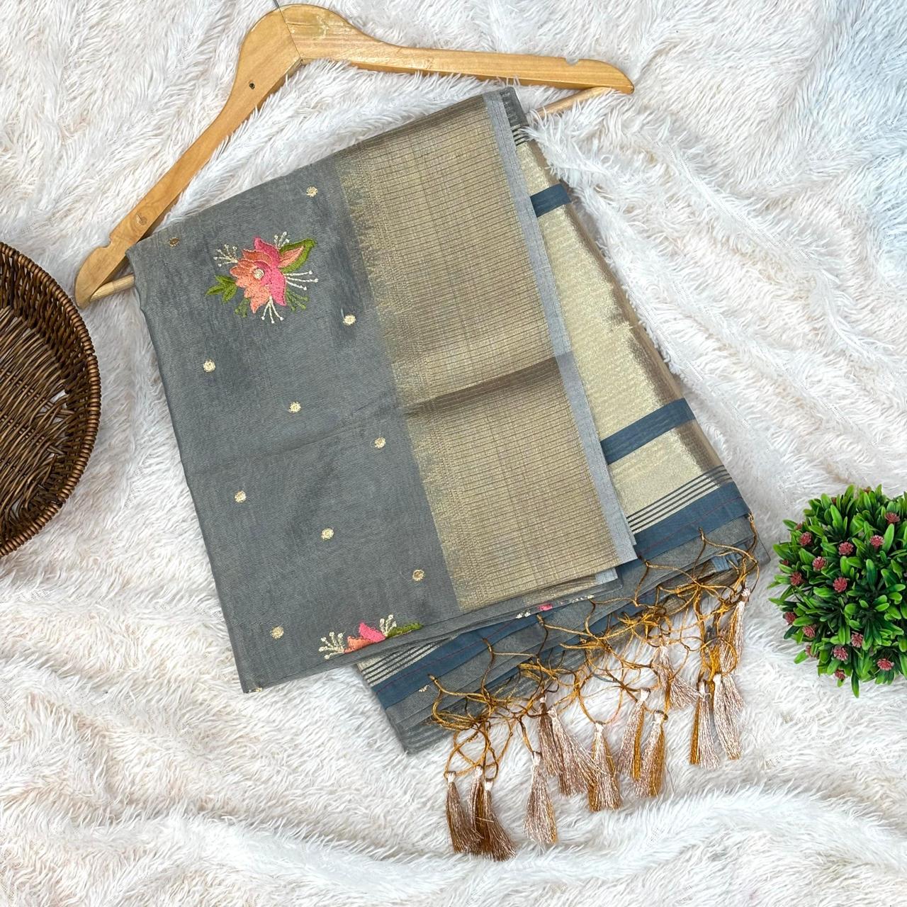 Banarasi tishu saree - Gray