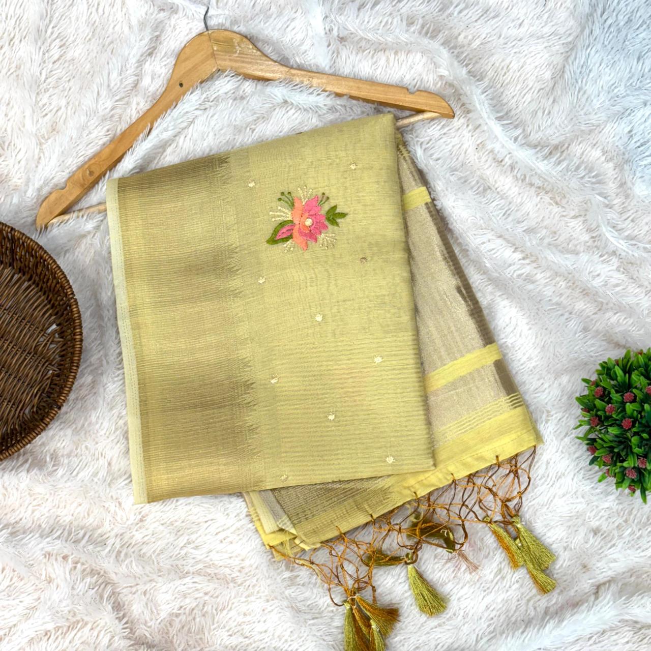 Banarasi tishu saree - YELLOW