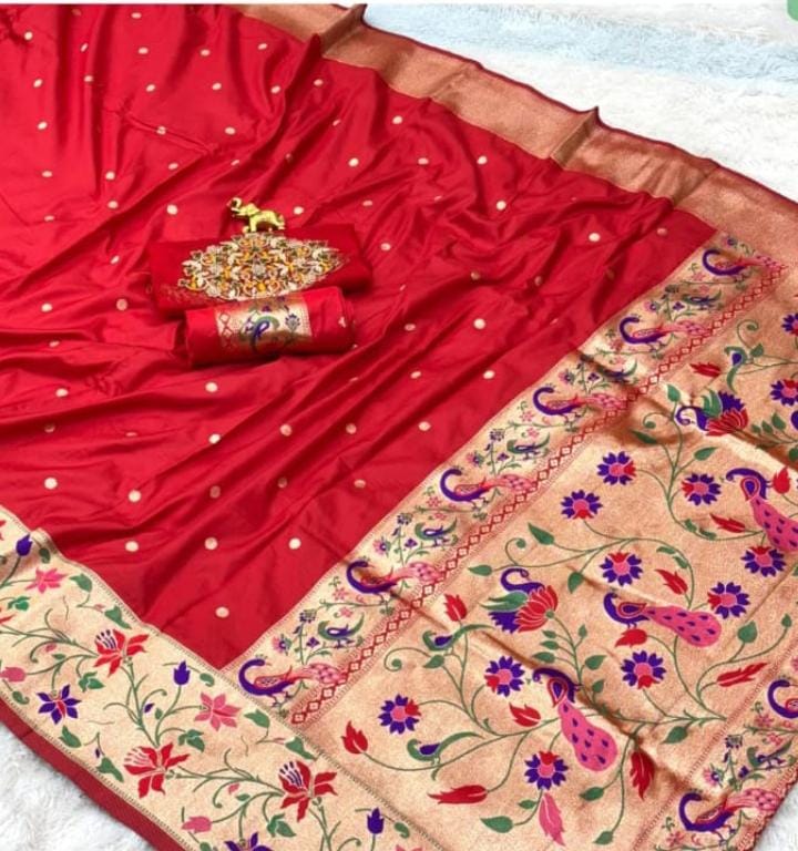Floral Royale Silk Saree - RED