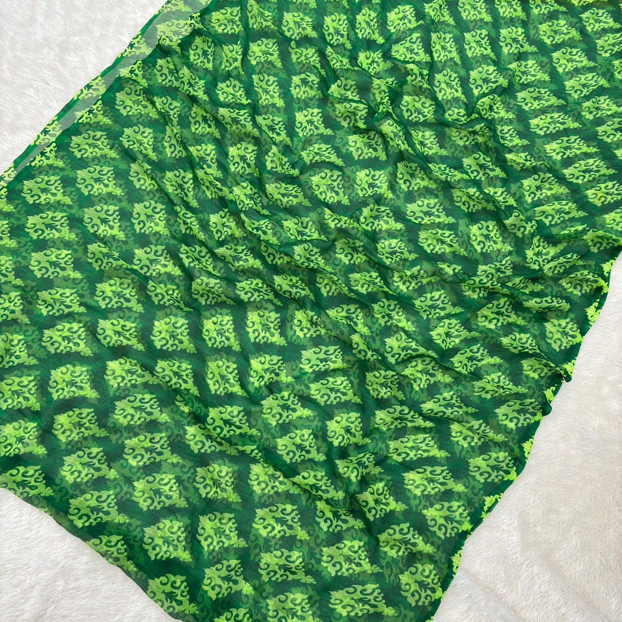 Jaipuri Waightless shiffone saree - green