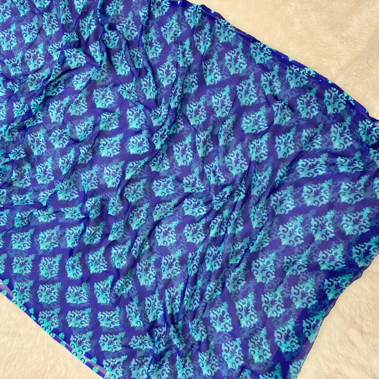 Jaipuri Waightless shiffone saree - royal blue
