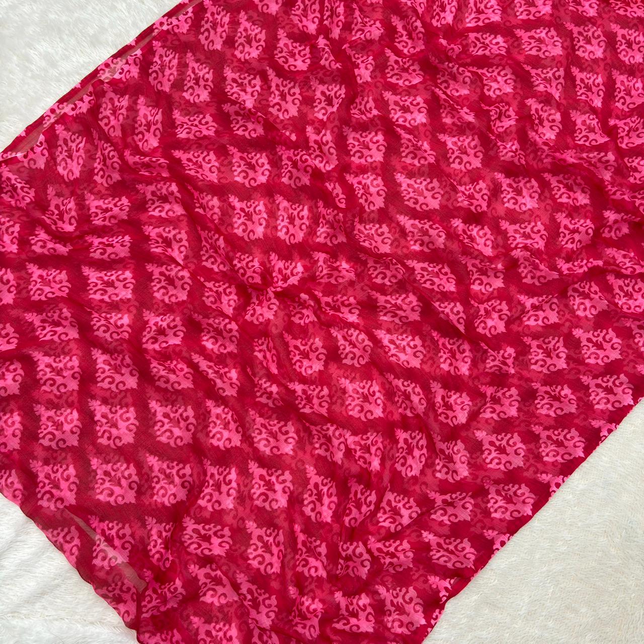 Jaipuri Waightless shiffone saree - Rose Gulabi