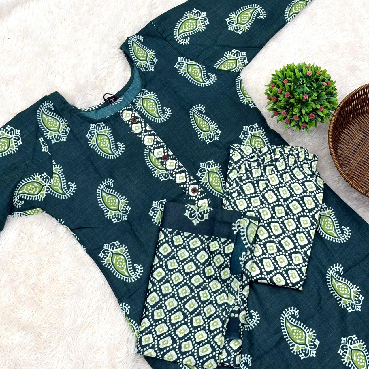 Ajarak print e pec dress set - Morpankhi