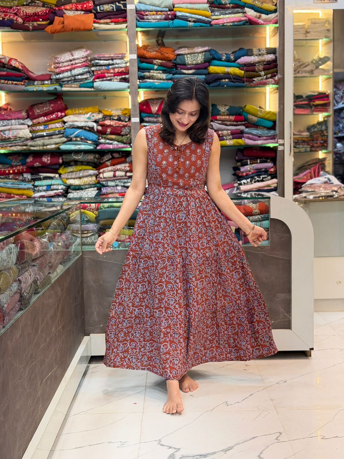 Rayon Anarkali Kurti_Marron