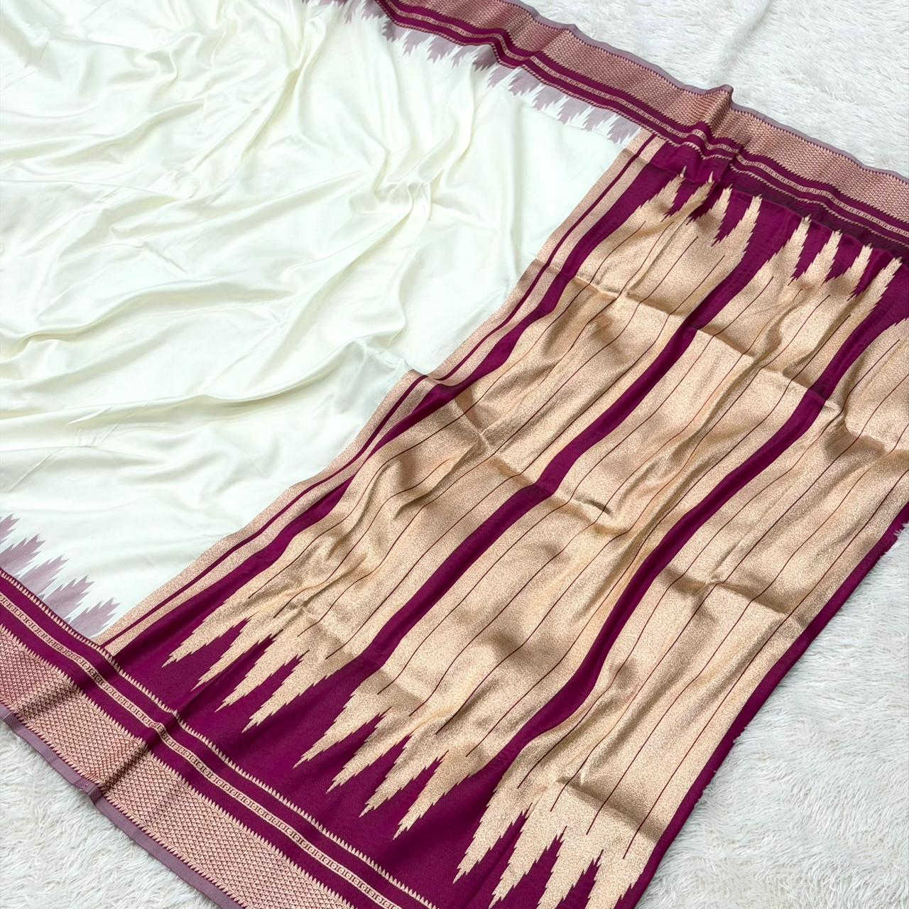 Soft silk Irakal sareee - White