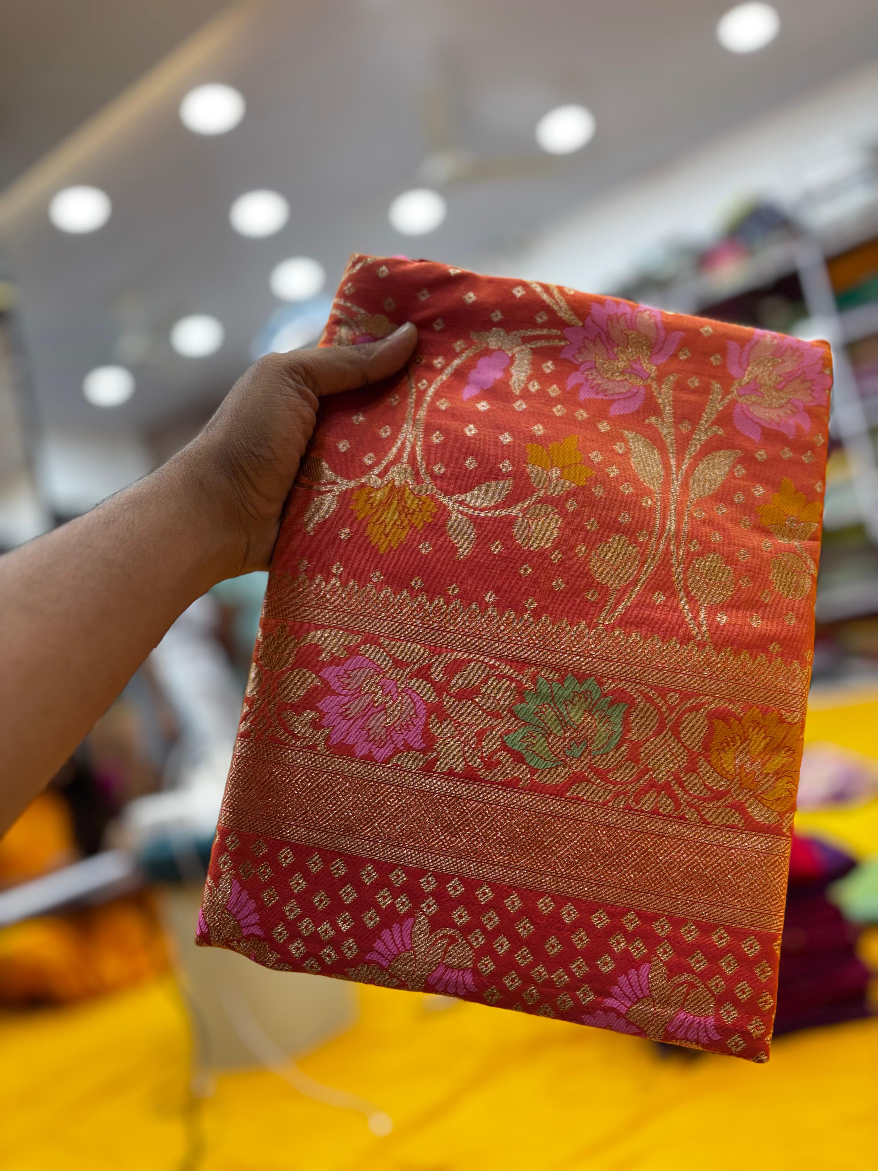 JAL DESIGN SAREE - ORANGE