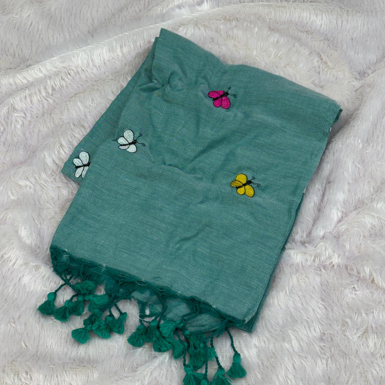 Butterfly thread work saree