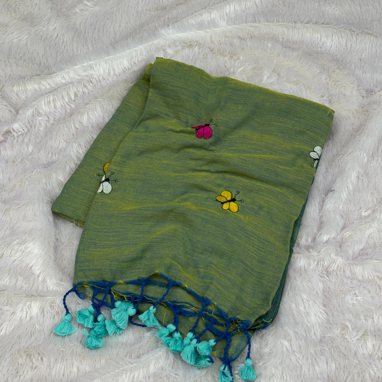 Butterfly thread work saree