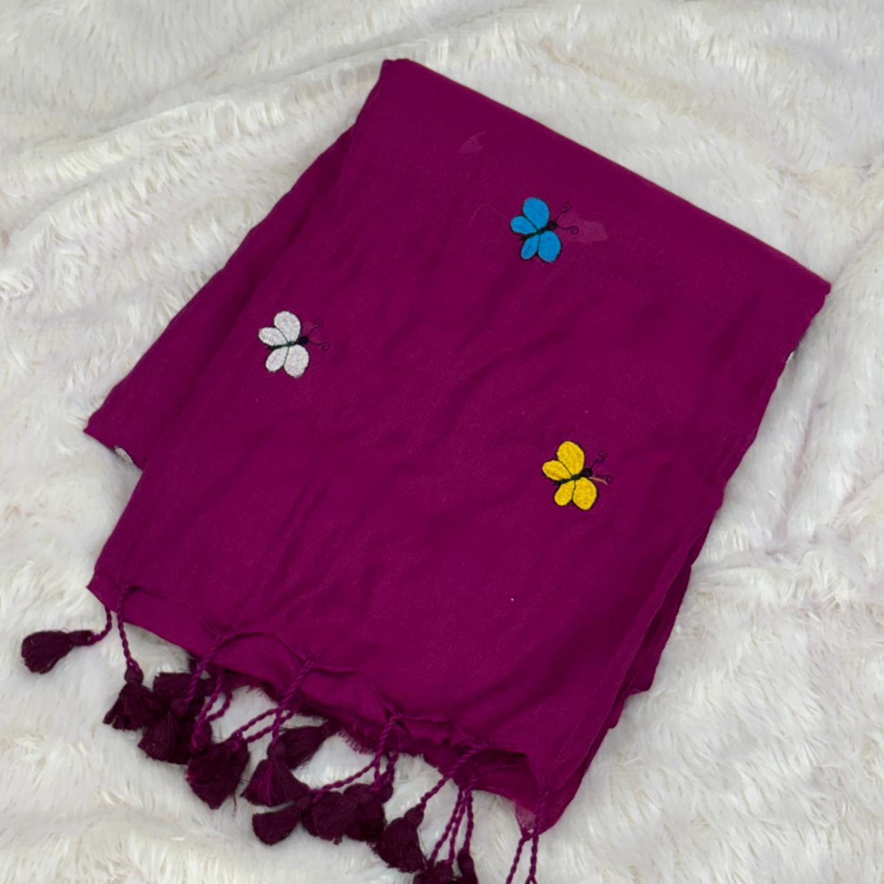 Butterfly thread work saree