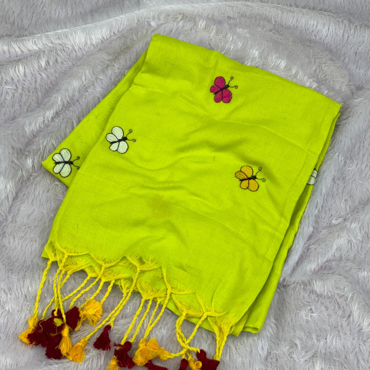 Butterfly thread work saree