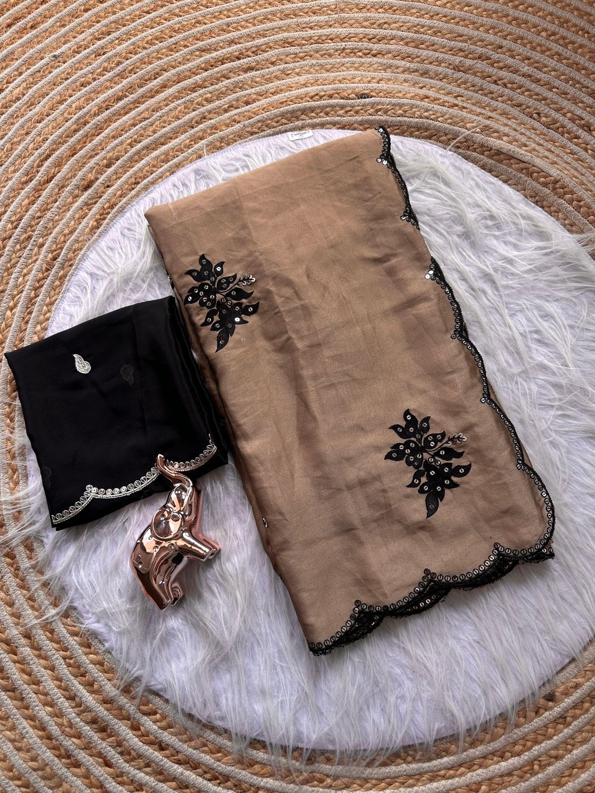 Black floral embroidery Saree