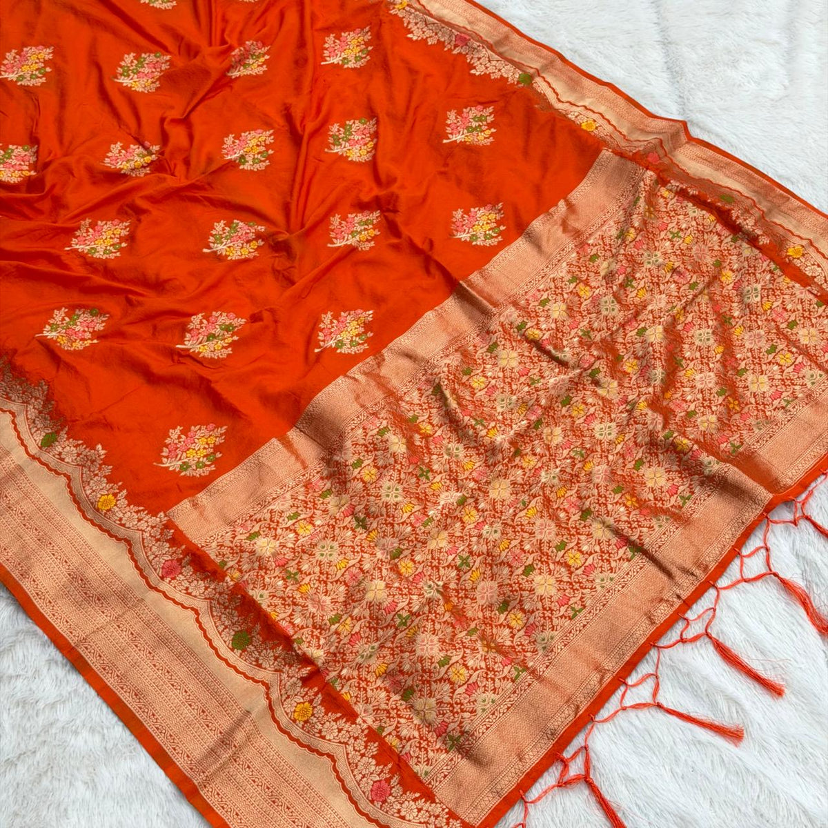 Georgette Banarasi Saree - Orange