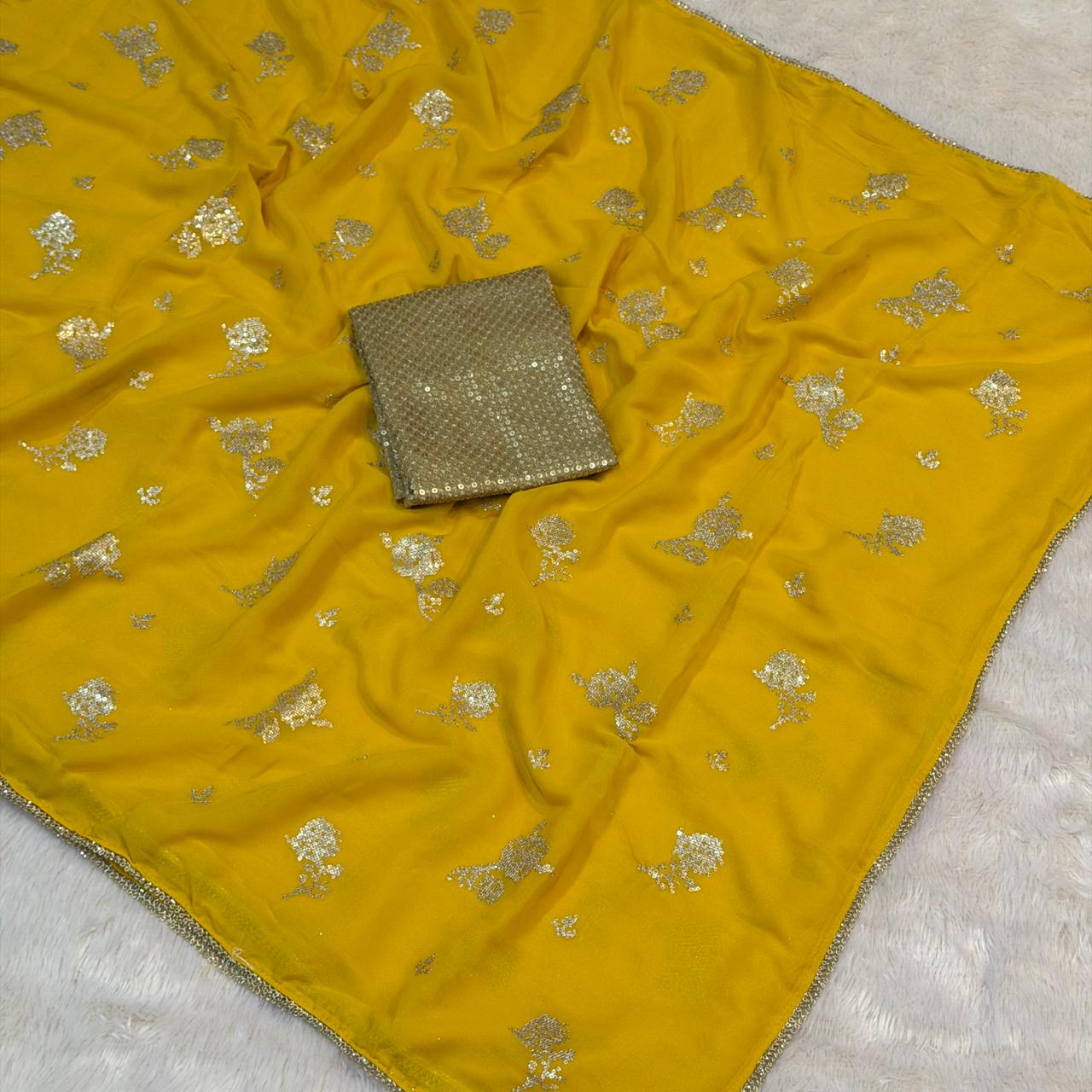 Glimmering Gold Georgette - Yellow