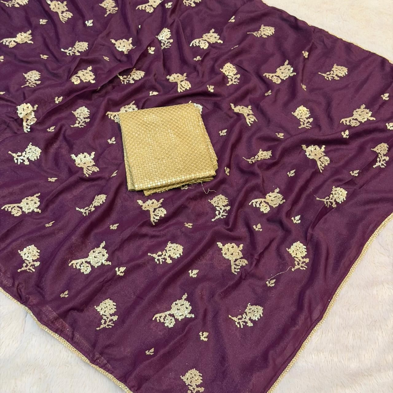 Glimmering Gold Georgette -  Wine