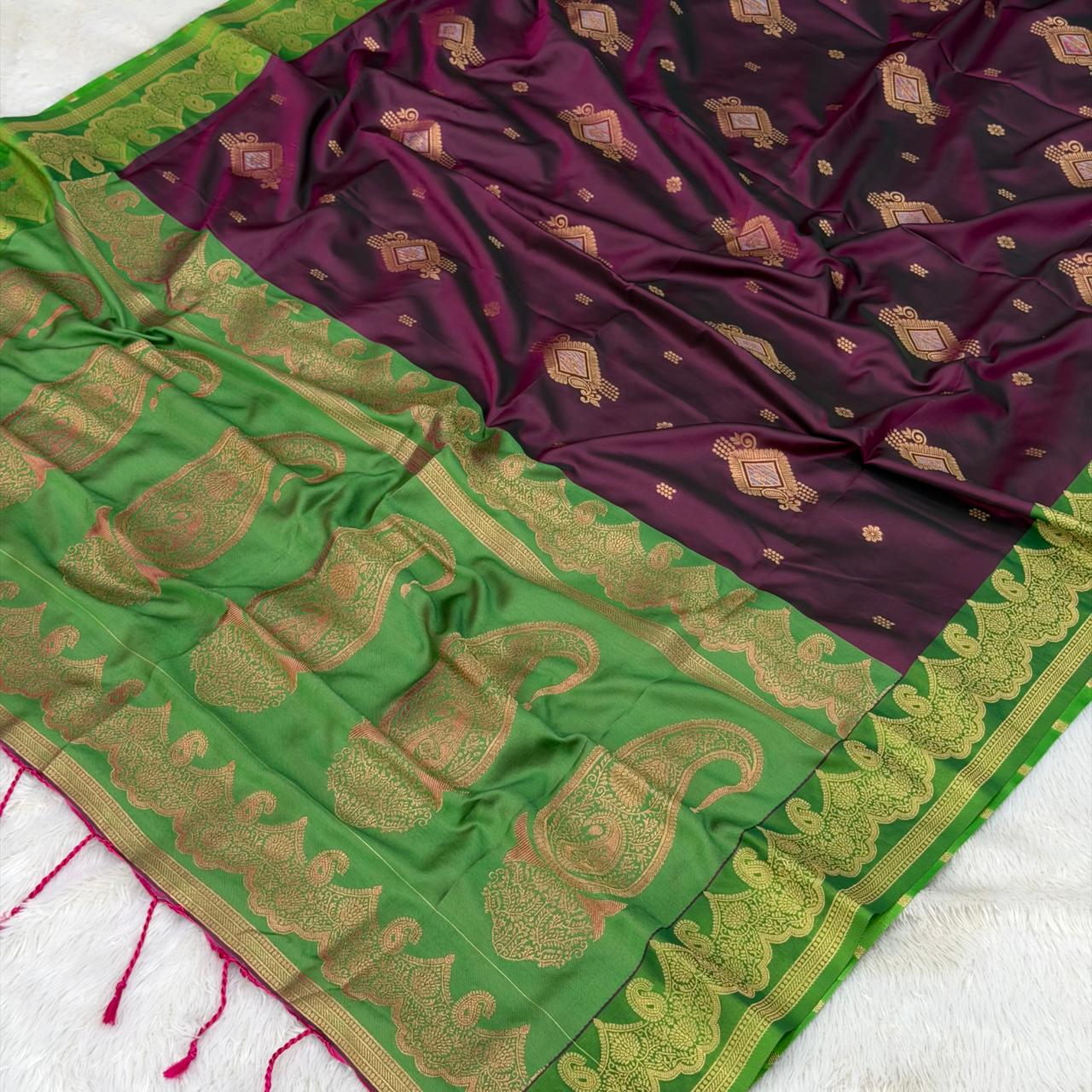 koyari  pallu soth pattern saree- Wine