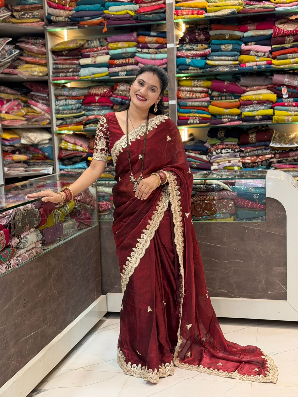 Asha saree - maroon