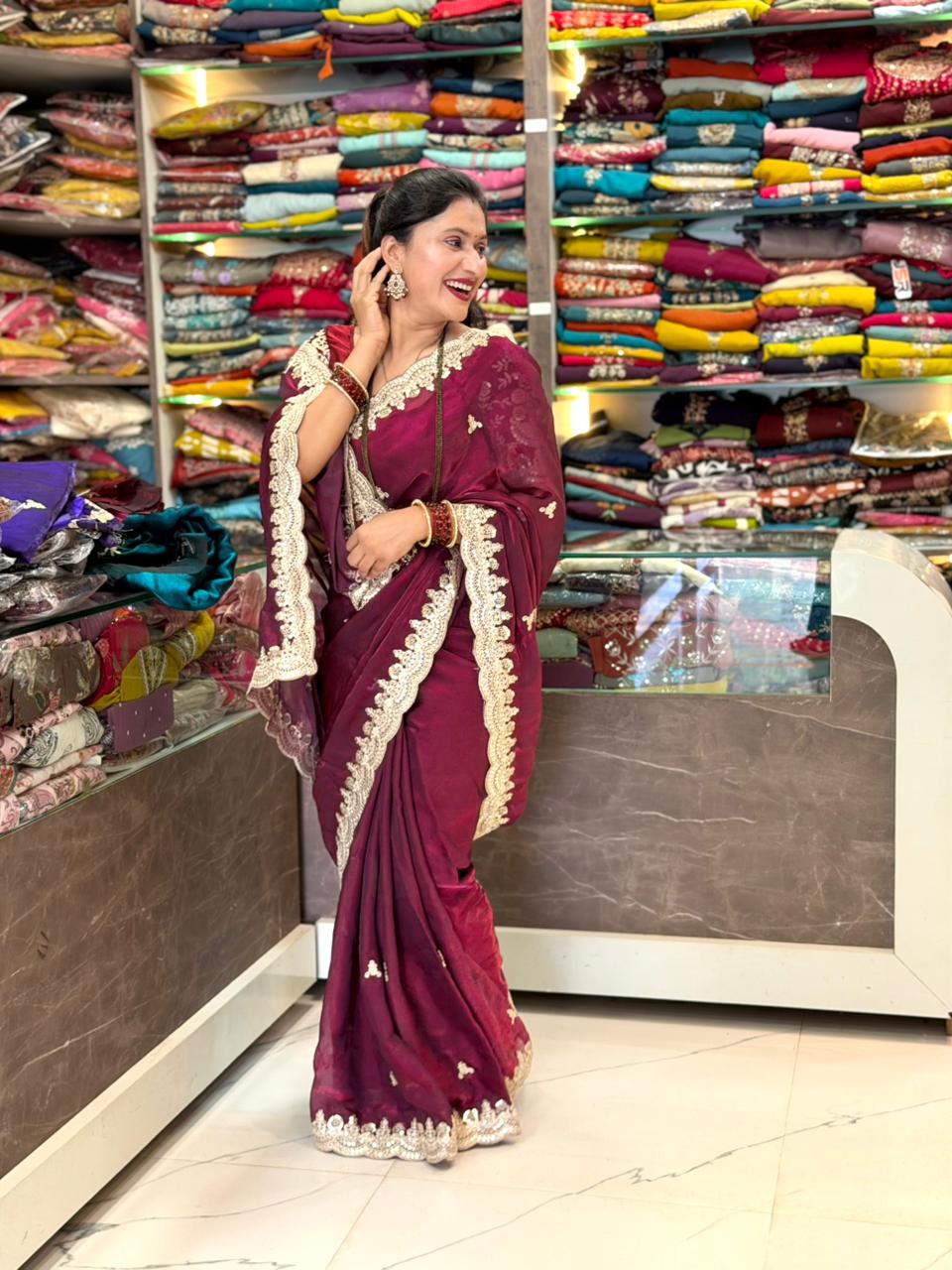 Asha saree - Wine