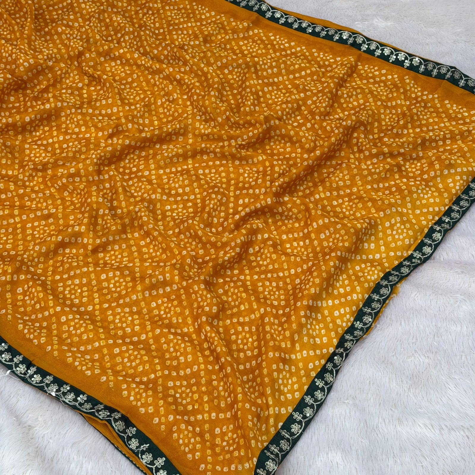 Simer shiffone bandhani saree  - Yellow